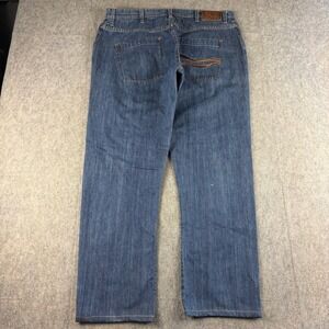 Y2K Baggy Men's Jeans Embroidered Size 38x31 Relaxed Blue Denim Skate Hip Hop